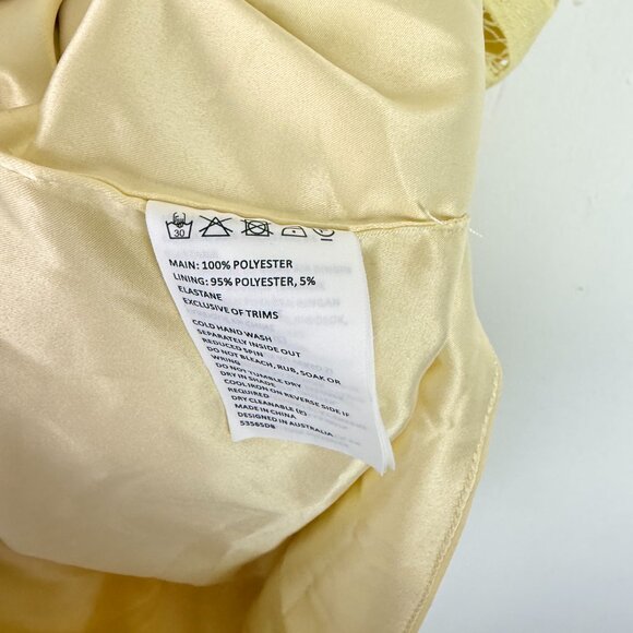 Bardot Lina Lace Sheath Dress Sleeveless Yellow Size 6 Small S EUC - Picture 8 of 13